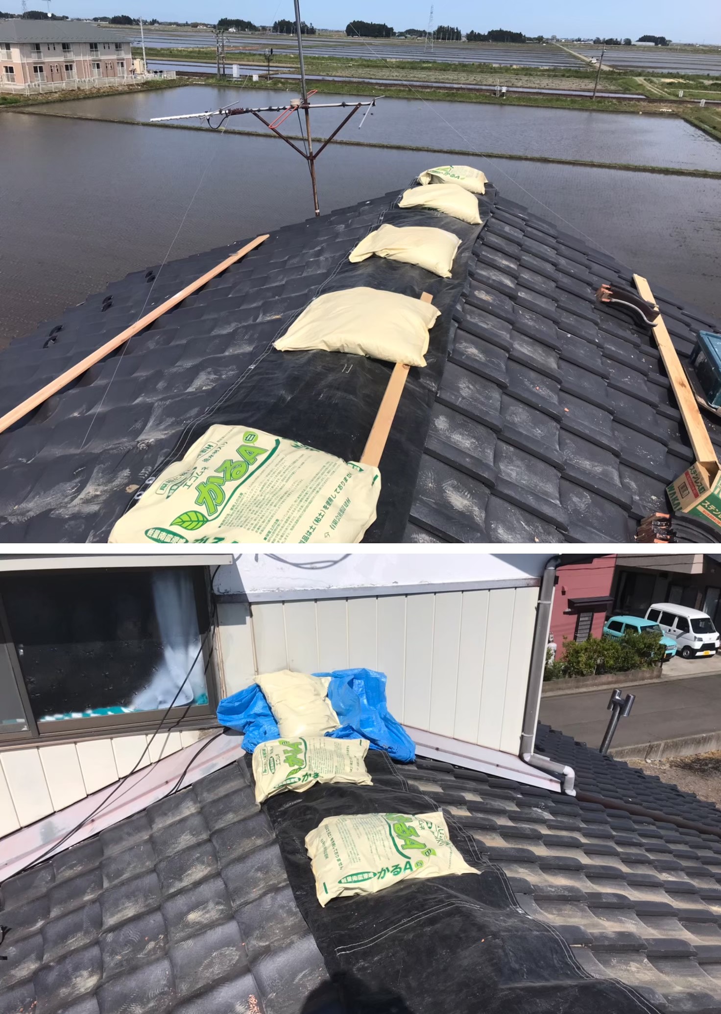 宮城県の地震で崩れた棟部を修理しました